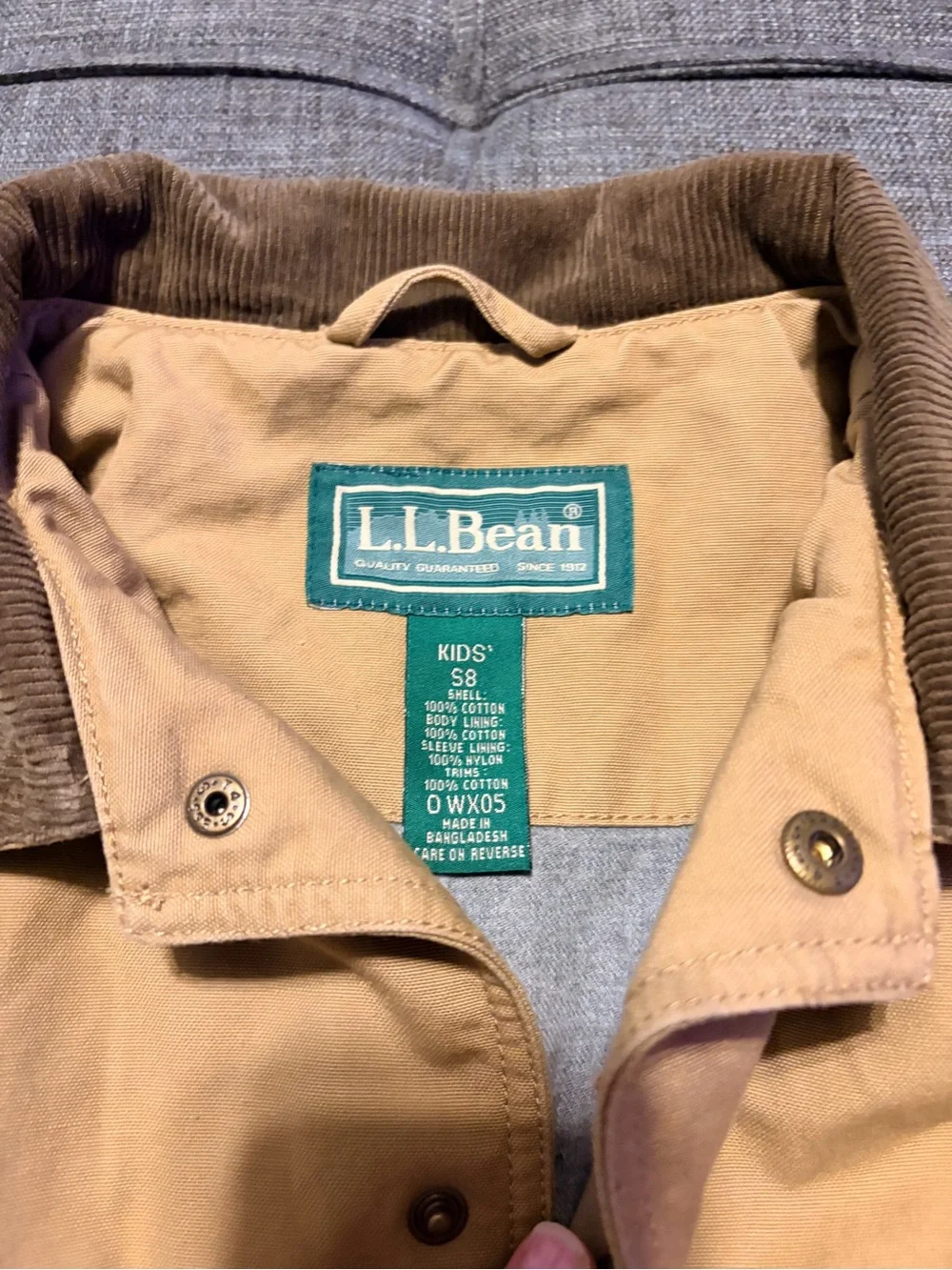 L.L. Bean Khaki Jacket with Brown Corduroy Collar